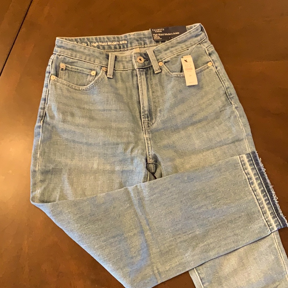 Talbots ankle jeans raw hem petite new with tags